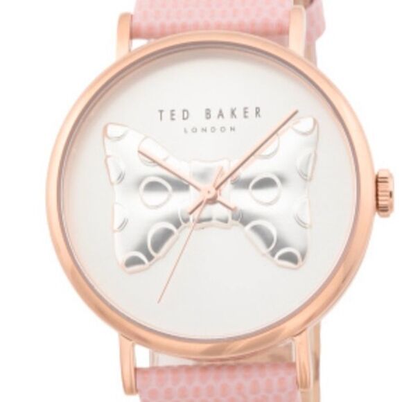 Ted Baker Phylipa Pink Silver Rose Gold Iconic Bow Leather Strap Quartz Watch main image 11